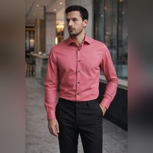 Kenzo Paris Men’s Slim Fit Pink Dress Shirt XL | Luxury Designer | Like New